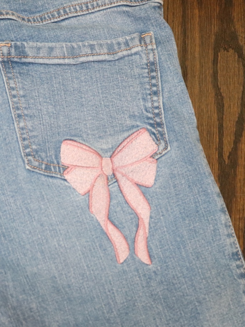 Abercrombie Kids Girls High Rise Wide Leg Jeans Pink Bow Pocket Size 11/12 Short